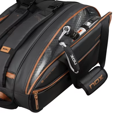 Bolsa de pádel Nox Luxury Open Series negra/marrón Bolsa de pádel Nox Luxury Open Series negra/marrón