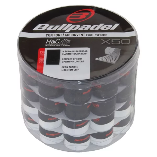 Overgrips Bullpadel GB-1201 Box 50 Black/White Overgrips Bullpadel GB-1201 Box 50 Black/White