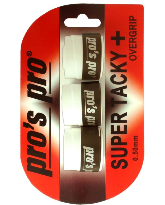 Pros Pro SUPER TACKY PLUS Tennis Griffband – 3er Set Weiß, 0,5 Mm, Extra Klebrig & Schweißabsorbierend