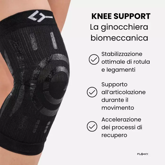 Floky Ginocchiera KNEE Support Black SX|Accessori Campo BEACH e PADEL|Floky