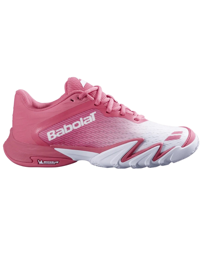 Sapatos femininos Babolat Premura 3 na cor rosa.