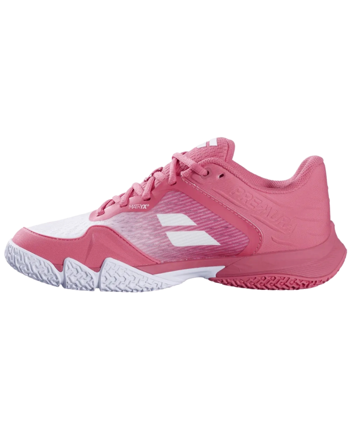 Sapatos femininos Babolat Premura 3 na cor rosa.