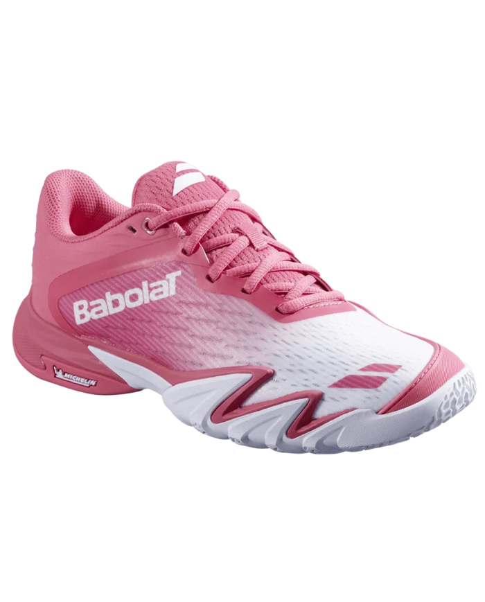Sapatos femininos Babolat Premura 3 na cor rosa.