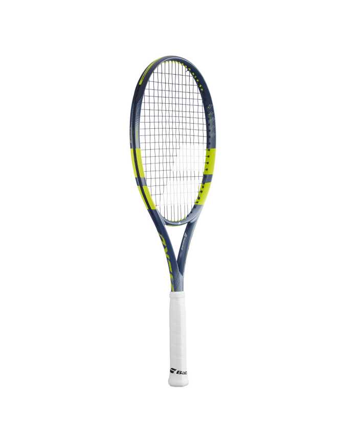 Babolat Pure Aero Lite Black Yellow 2026 racchetta da tennis con stringatura nera, telaio blu e accenti gialli, grip bianco.