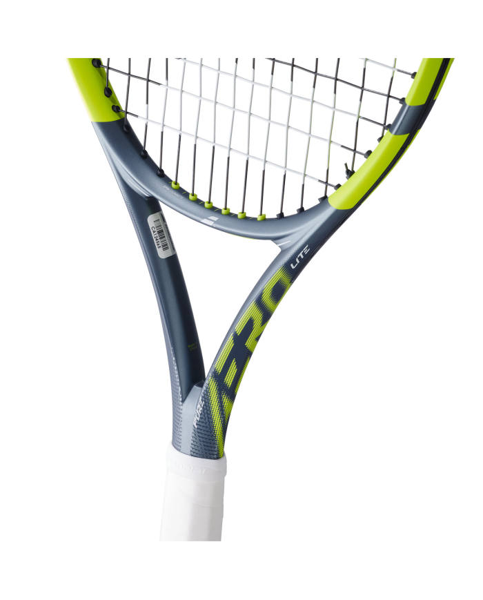 Manico e telaio della racchetta da tennis Babolat Pure Aero Lite Black/Yellow 2026 con corde nere e inserti giallo fluo, vista p