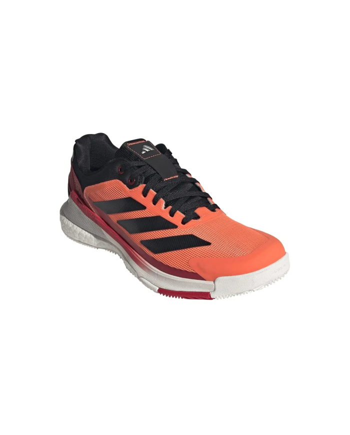 Scarpa da corsa/padel Adidas Crazyquick Boost arancione con dettagli neri, suola bianca e richiami grigi.