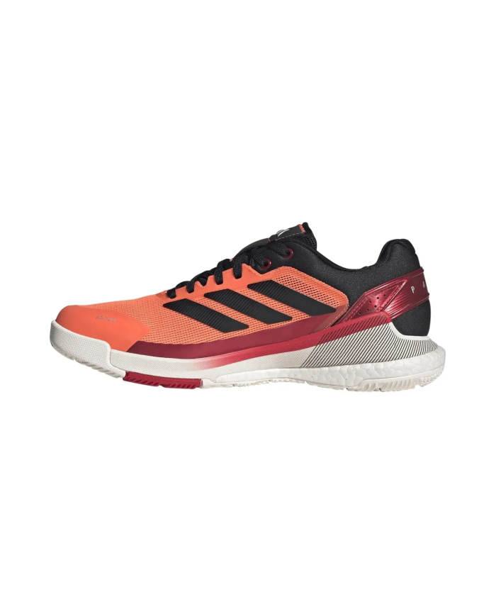 Scarpa da corsa/padel Adidas Crazyquick Boost arancione con Nike? Nero sul lato, suola bianca, design con tre strisce nere, tall