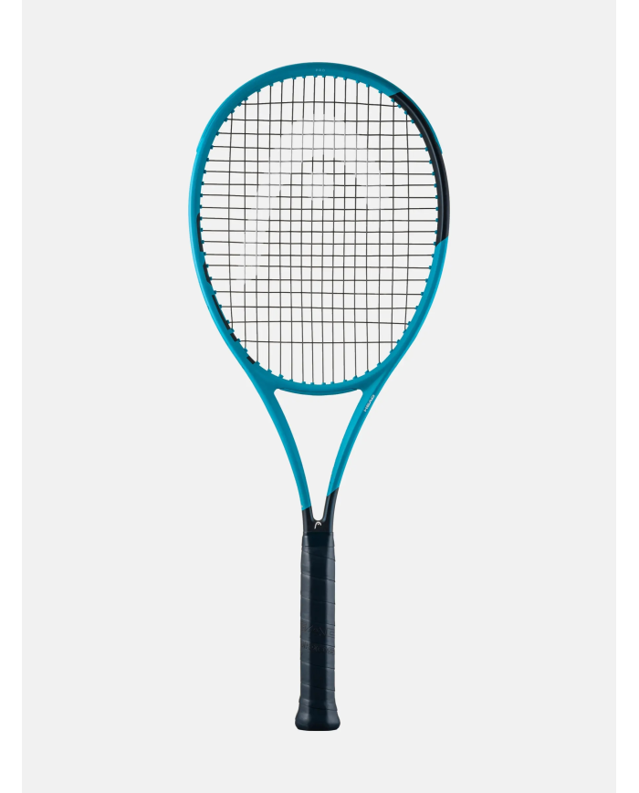Racchetta da tennis Head Boom Pro 2026 di colore turchese con telaio rotondo e manico rivestito in grip nero.