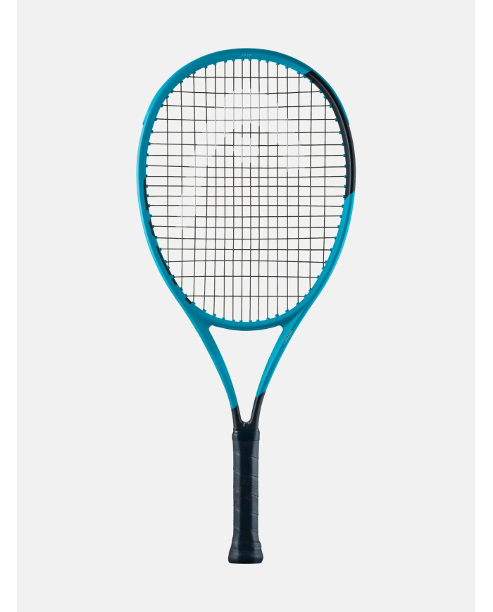 Pala da tennis Head Boom Jr. 25 2026: racchetta color turchese con telaio ovalo, corde nere e'impugnatura nera.