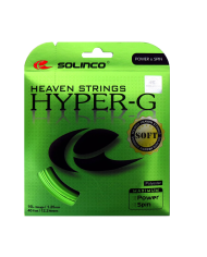 Solinco Hyper-G soft set 12 m Green: confezione verde con logo Solinco, testo Heaven Strings Hyper-G, badge “Soft” e albo grafic