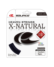 Solinco X-Natural set 12m black: pacchetto di corde da ping pong, bianco sfondo con logo Solinco, scritte Heaven Strings X-Natur