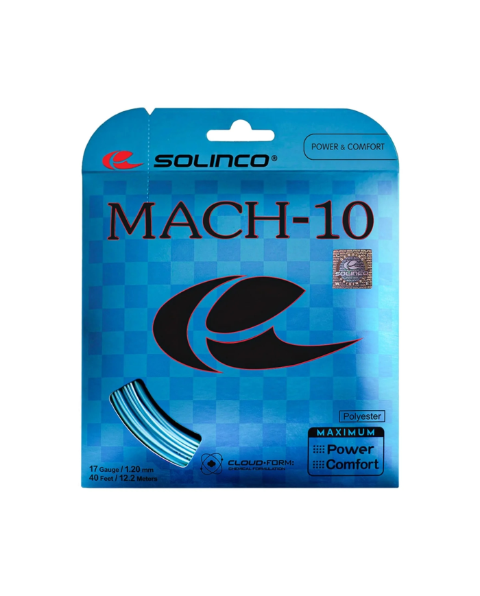 Solinco Mach-10 Table Tennis String Set, Blue Box with Solinco Logo and Mach-10 Text, Markings 17G/1.20mm, Power