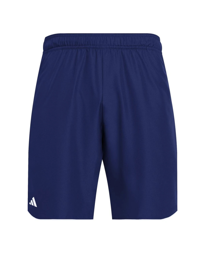 Pantaloncini sportivi Adidas Club-Sw blu scuro, logo bianco in basso a sinistra.