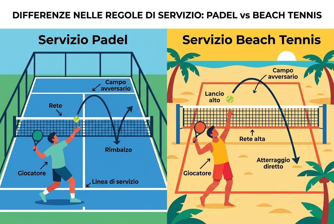 Differenze regole servizio padel beach tennis